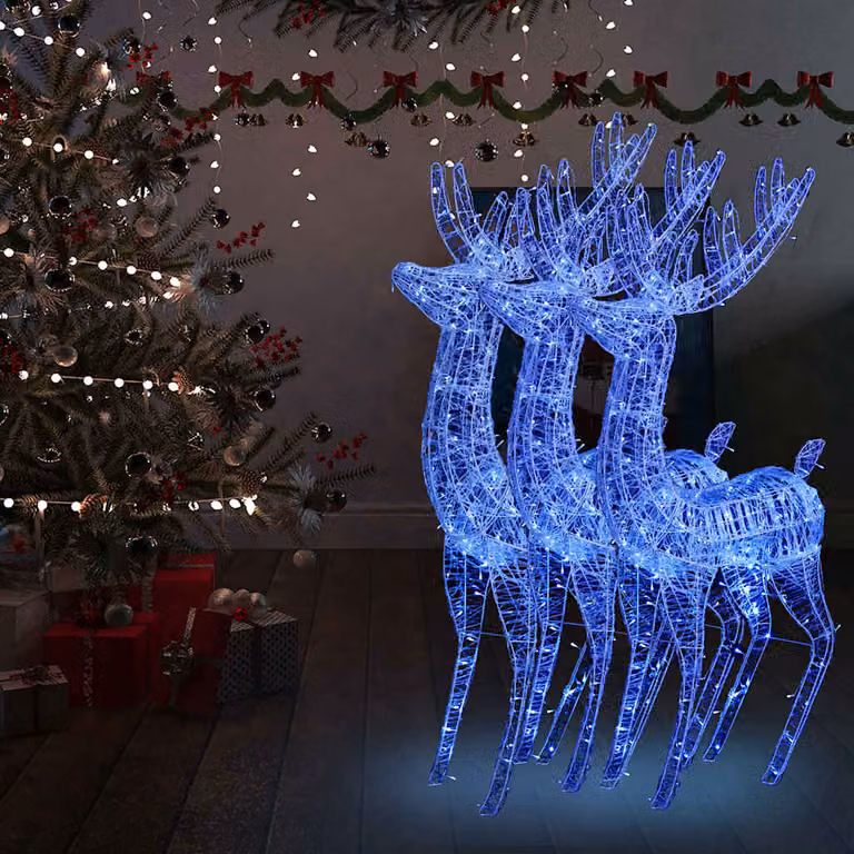 vidaXL Renne di Natale XXL in Acrilico 250 LED 3 pz 180 cm Blu