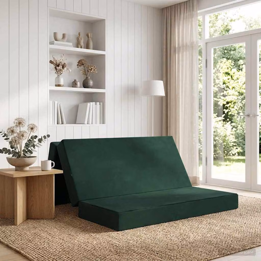 vidaXL Divano Letto Pieghevole Moderno Verde con Struttura Imbottita L: 160 cm, P: 67 cm, H: 45 cm