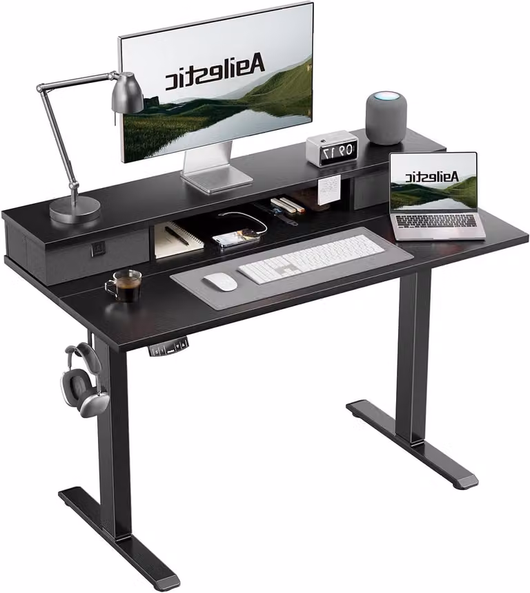 Scrivania regolabile in altezza - Scrivania standing - Scrivania regolabile in altezza per lavoro in piedi e seduti - Scrivania per l'area di lavoro - Scrivania elettrica - 100 x 60 cm