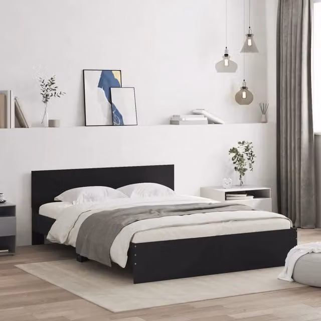 Letto con testiera vidaXL nero L 140 cm x P 190 cm