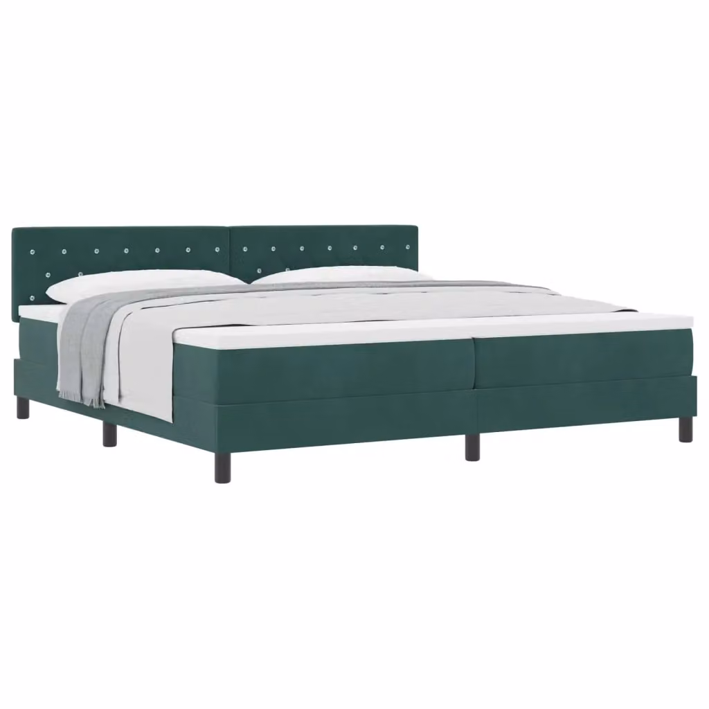 Letto a molle con materasso vidaXL in velluto verde, L/P/H: 200 x 200 x 280 cm – 2
