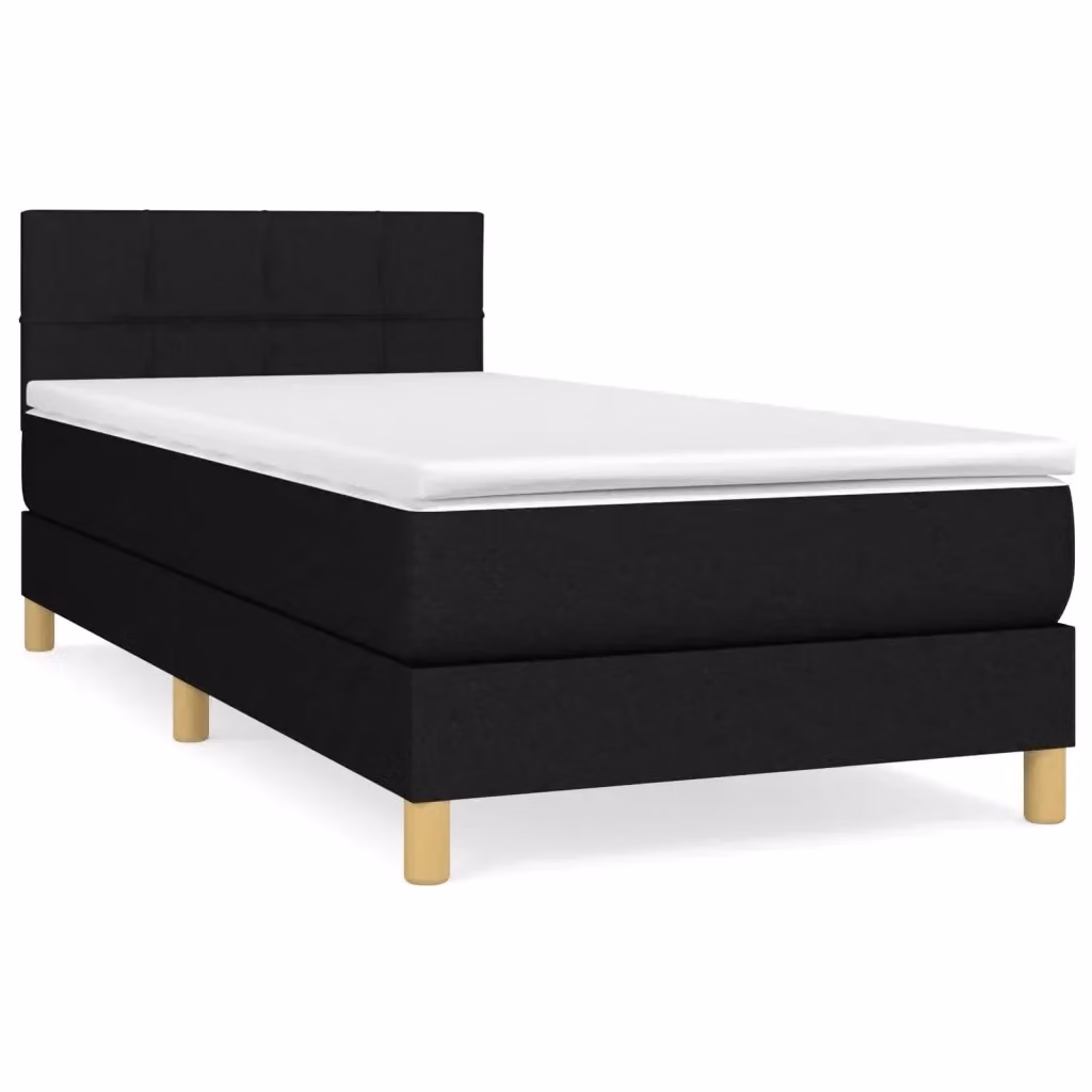 Letto Ibrido vidaXL con Giroletto a Molle e Materasso in Tessuto Nero e Bianco L/P/H: 203 x 100 x 88 cm – 2