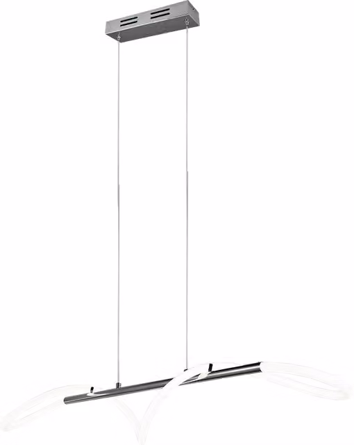 Lampada a sospensione LED Trio Leuchten in metallo cromato e bianco, regolabile e dimmerabile