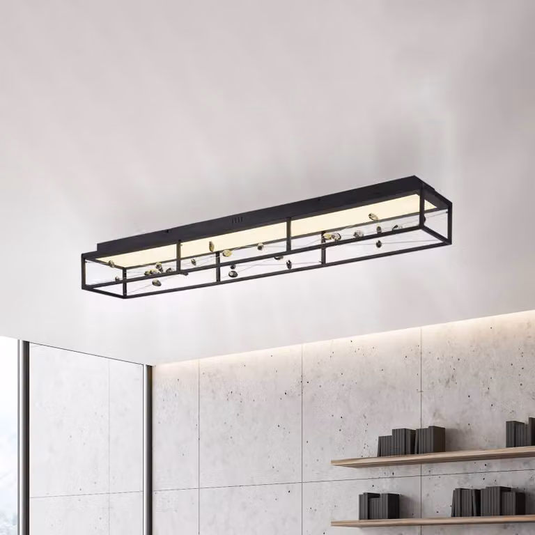 Paul Neuhaus Plafoniera soffitto SKINA, dimmerabile, Nero, Soggiorno / Sala da pranzo, Metallo, Moderno, Plafoniera