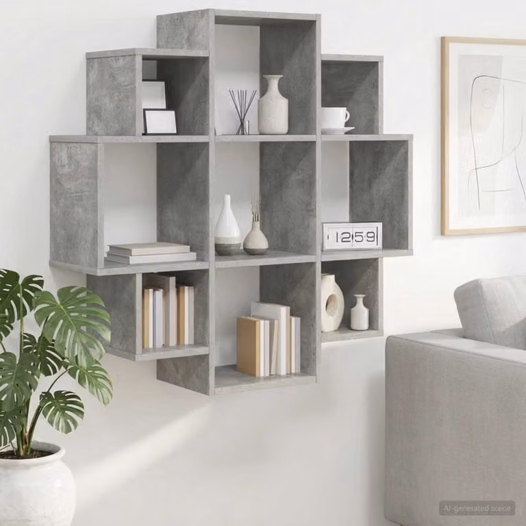 Scaffale da parete vidaXL Grigio, design minimalista in MDF, L 90 x P 25 x H 90 cm