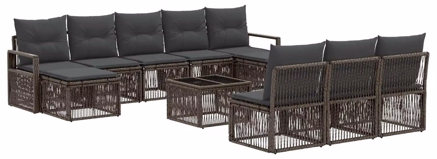 Set Divano da Giardino 11 pcs Grigio polyrattan