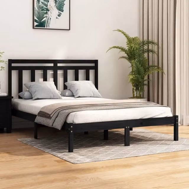Giroletto vidaXL in legno massello di pino nero con doghe fisse L/P/H: 140 x 190 cm – 1