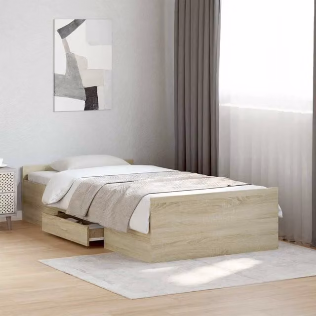 Letto con contenitore moderno vidaXL in legno Rovere Sonoma, L 80 x P 200 cm – 1