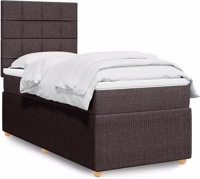 Giroletto a Molle con Materasso Marrone Scuro 80x200 cm Tessuto 3291886