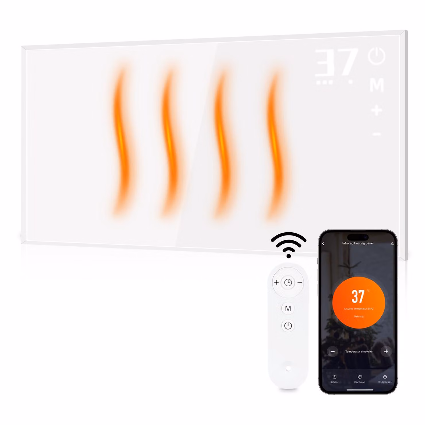 ZMH riscaldatore a infrarossi 450W radiatore elettrico a risparmio energetico - riscaldatore a parete a infrarossi riscaldatore elettrico con telecomando