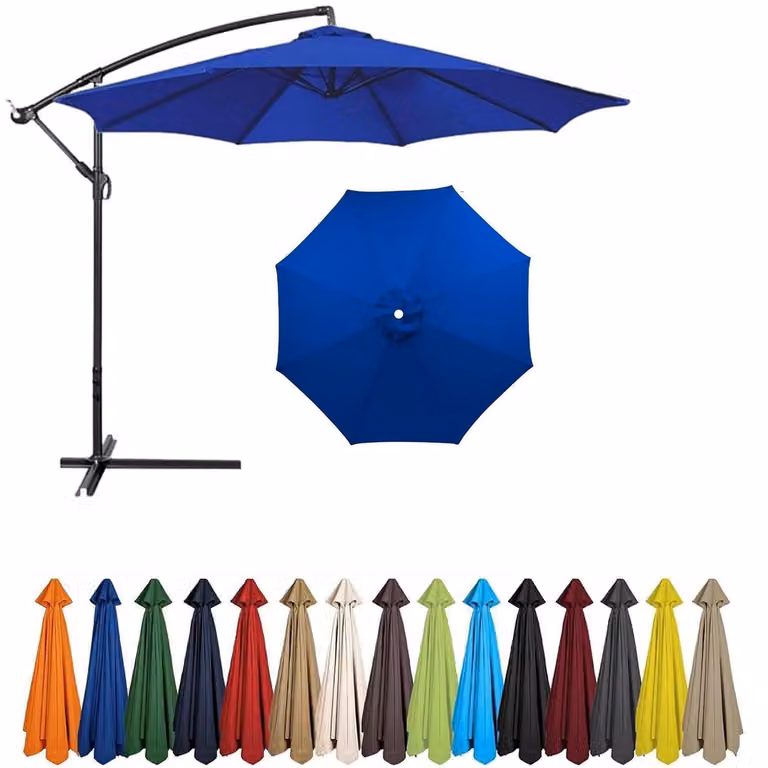 Copertura di ricambio per ombrellone, colore blu, diametro 2,7 metri, 6 stecche, protezione UV, in poliestere