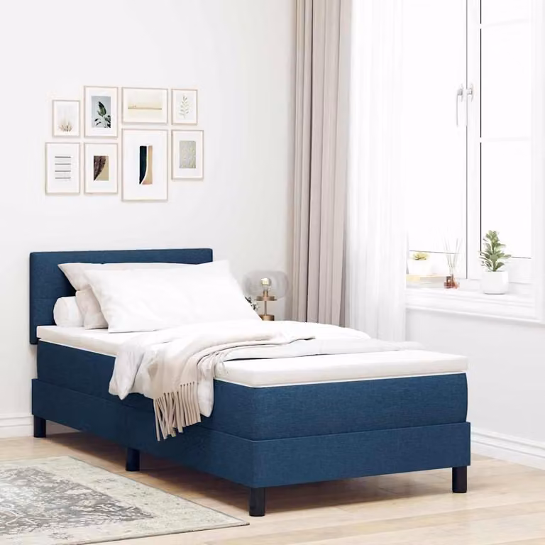 Maison Exclusive - Letto boxspring con testiera blu 90 x 200 cm in tessuto
