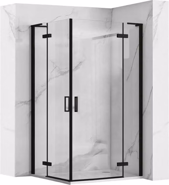 Cabina Doccia Rettangolare Rea Hugo Double Black con Trattamento Easy Clean L: 90 cm, P: 100 cm