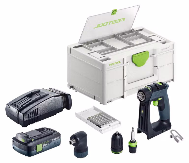 Set base Festool CXS 18 - Trapano avvitatore a batteria 18 V 40 Nm Brushless + 1x batteria 4,0 Ah + caricabatterie rapido + Systainer