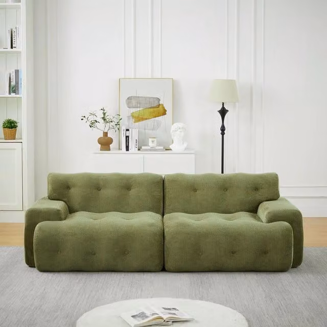Divano 2 Posti Cloud con Braccioli Larghi e Bottoni ¨C Xylo ¨C Verde