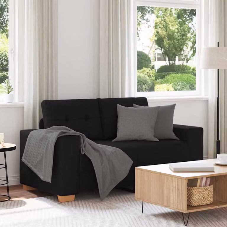Divanetto moderno vidaXL in tessuto nero con cuscini, L: 160 cm, P: 77 cm, H: 82 cm