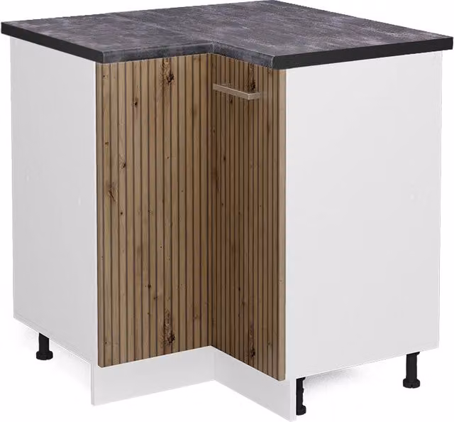 Mobile ad angolo cucina R-Line Rovere artigianale/Bianco 75.6 cm, PL Antracite Vicco