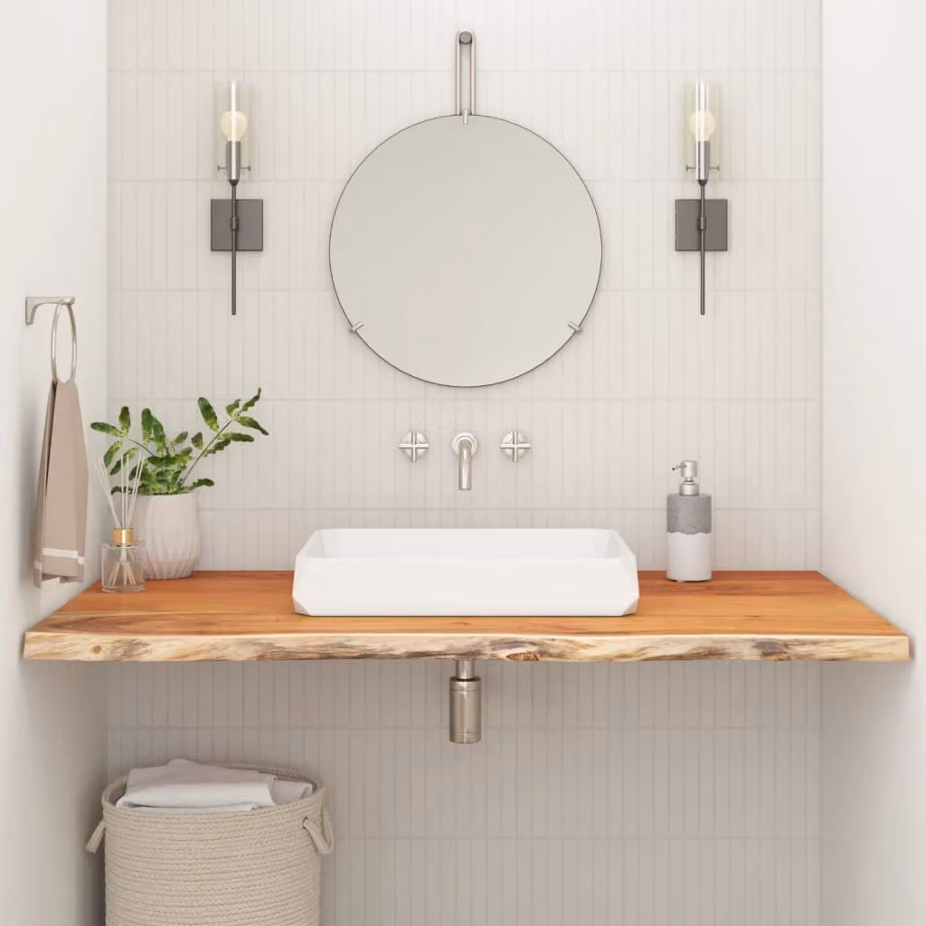vidaXL Piano Bagno 100x60x3,8 cm Rettangolare Legno Massello di Acacia
