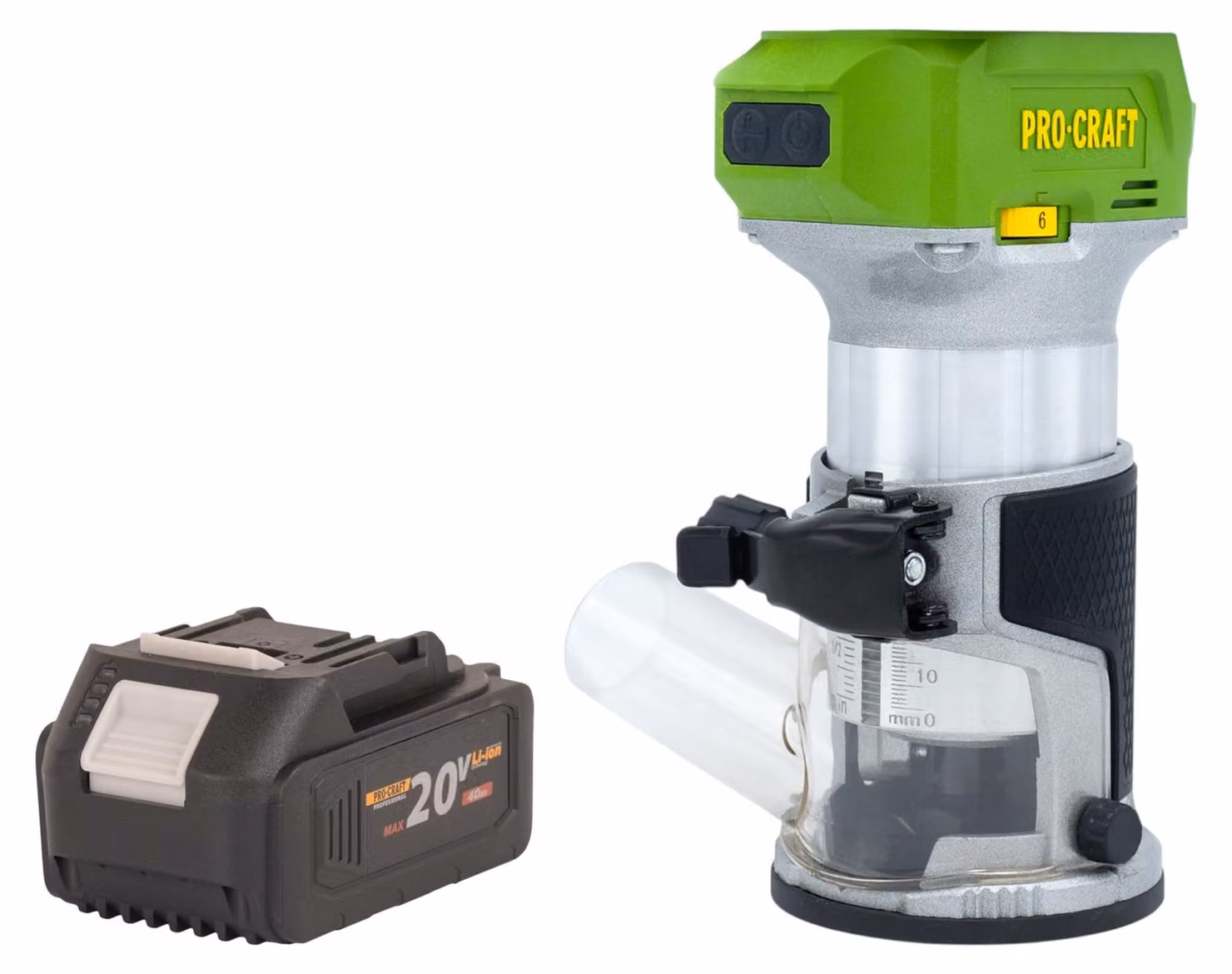 Fresatrice multifunzione a batteria Procraft POB24bb 20 V 6 / 8 mm Brushless + 1x batteria 4,0 Ah - senza caricabatteria