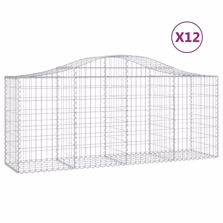 Cesti Gabbioni ad Arco 12 pz 200x50x80/100 cm Ferro Zincato