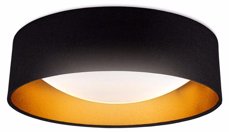 B.K.Licht Plafoniera LED, LED integrati 2200Lm 18W, Luce bianca naturale 4000K, Lampada da soffitto nero e oro, Ø40cm, Lampadario per camera da letto IP20