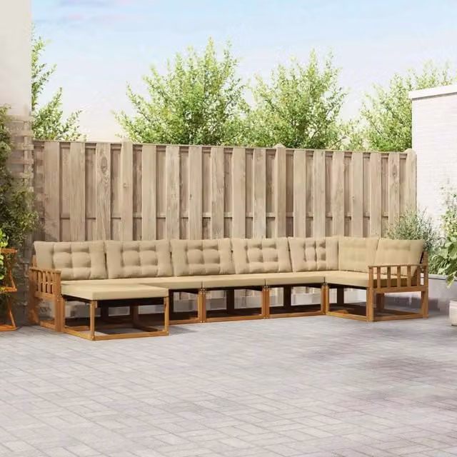 Set di divani da esterno 7 pz Naturale e Beige 3369672
