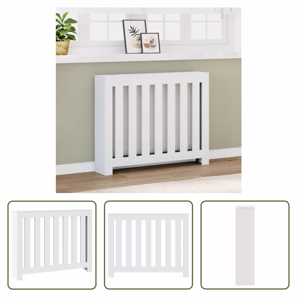The Living Store Rivestimento per radiatori bianco 104x20x82 cm materiale a base di legno