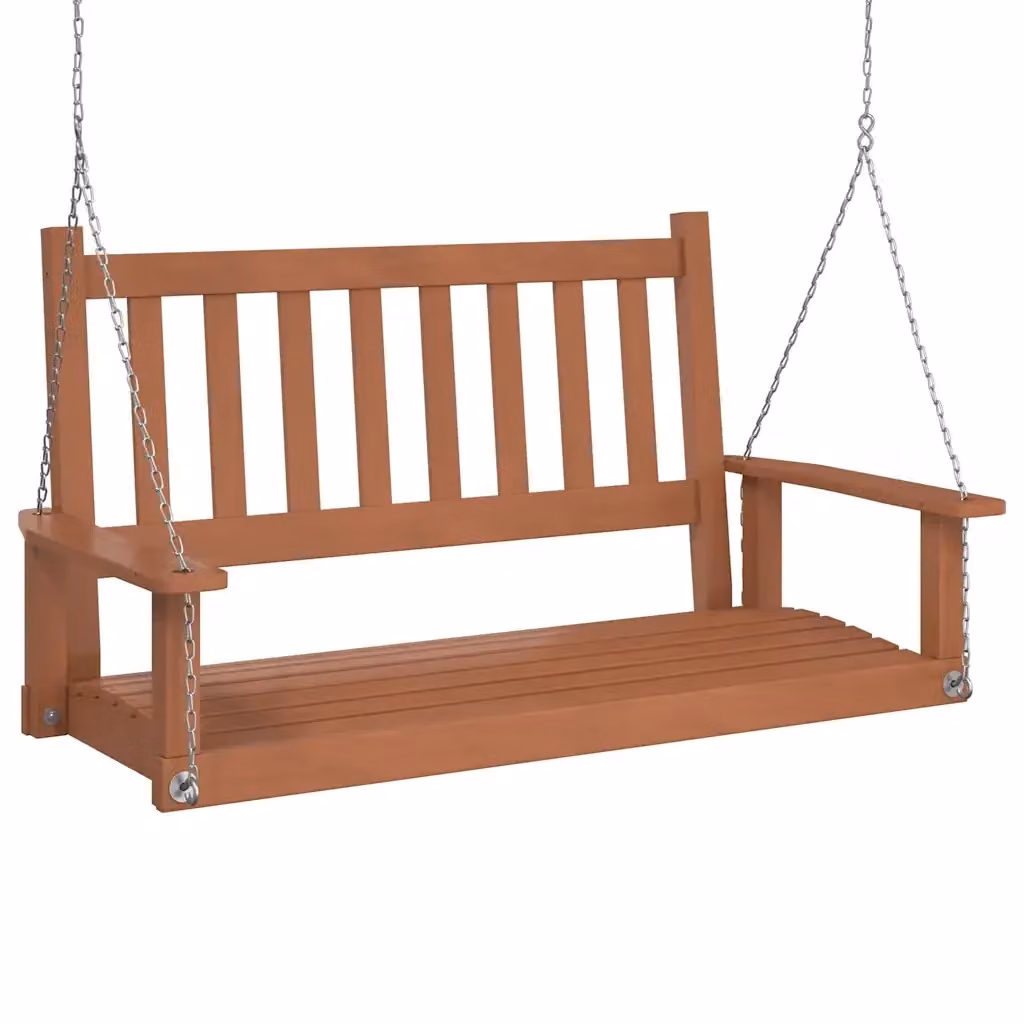 Panca a dondolo da giardino vidaXL in legno di abete e metallo marrone con braccioli – 2