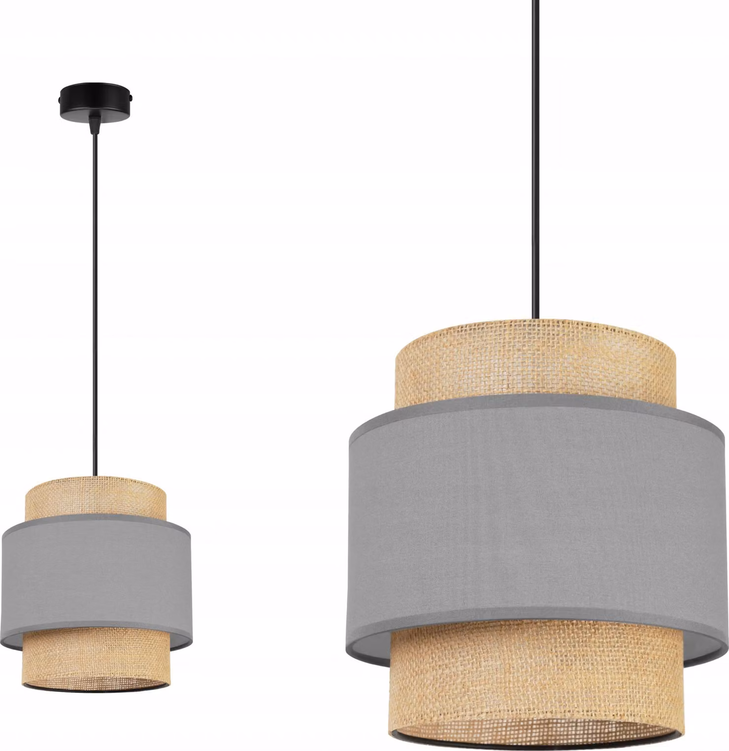 Lampada a sospensione, lampadario da soffitto, paralume, Boho Juta