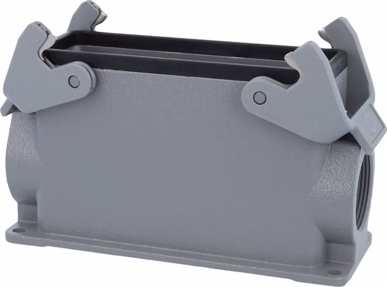 HARTING Han 24B Alloggiamento base alto, 1xM32 uscita cavo laterale, con 2 staffe trasversali Vite M32 Area di serraggio