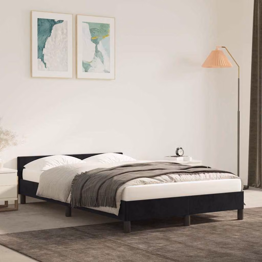 Giroletto vidaXL senza materasso in velluto nero L/P/H: 120 x 200 cm