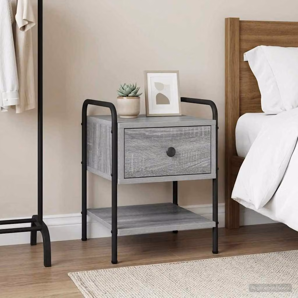 Armadio da notte vidaXL in stile moderno, colore grigio, L 35 cm x P 36,5 cm x H 47 cm