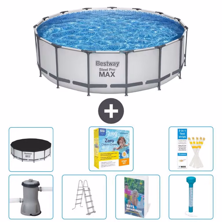 Piscina gonfiabile Bestway Steel Pro MAX, rotonda, 488x122 cm, composta da 6 parti, modello S532