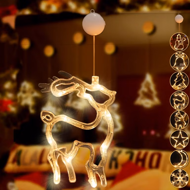 Luci di Natale a LED Luci di Natale, LED finestra fata luci a batteria appeso, bianco caldo decorazione di Natale per la decorazione di Natale festa balcone