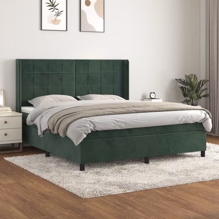 Maison Exclusive - Letto boxspring con materasso verde scuro 180x200 cm velluto
