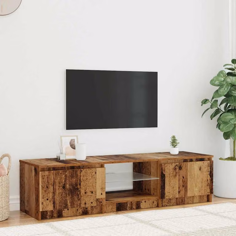 Mobile Porta TV vidaXL con LED in Legno Antico Marrone L: 140 cm, P: 40 cm, H: 36 cm