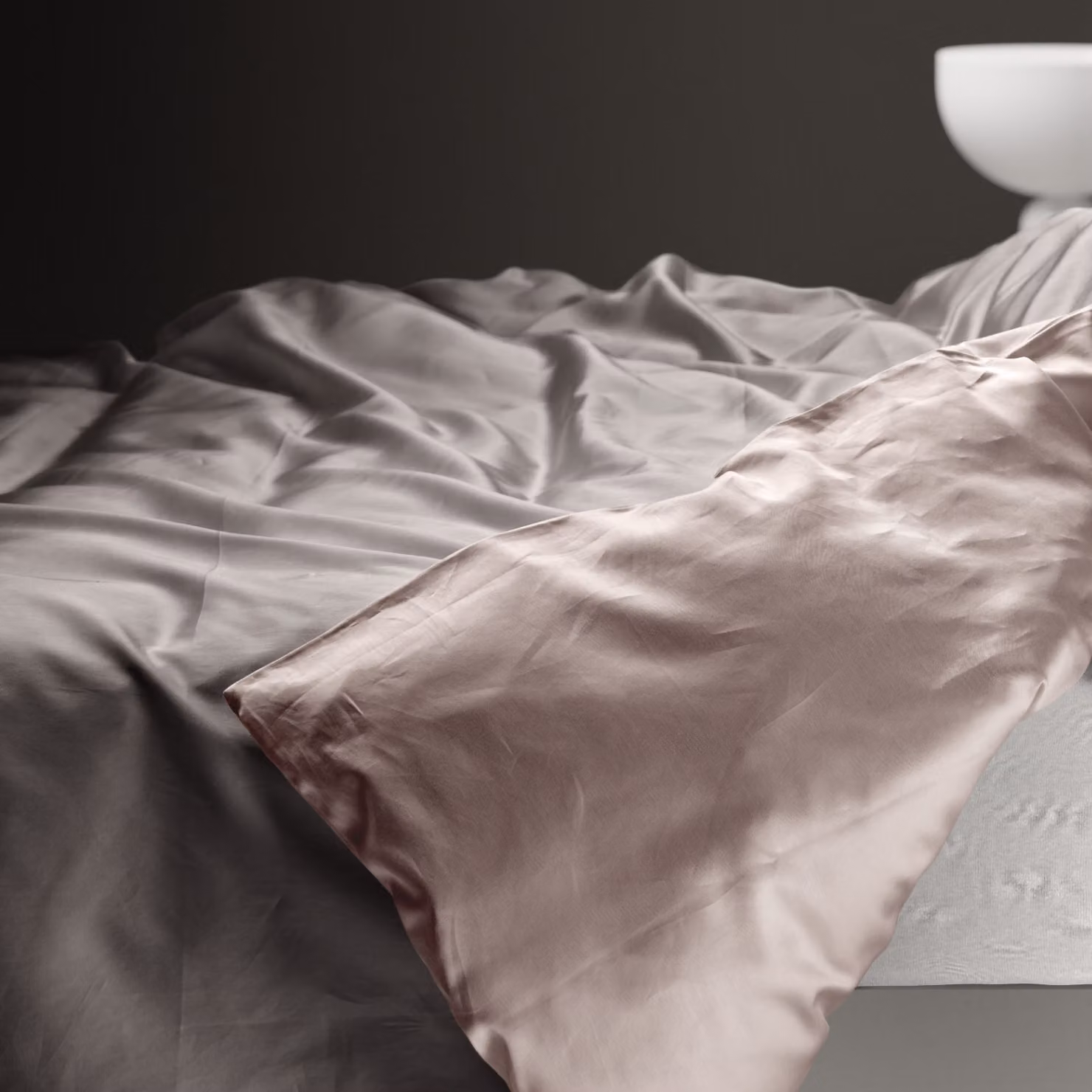 Copripiumino reversibile DaunenStep Oasi Kiss in cotone Mako Satin grigio con chiusura a zip – 2