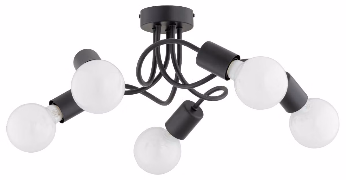 Lampada da soffitto NILL nera 5xE27x15W in metallo, dimensioni: 18x50x50 cm, IP20, Alfa