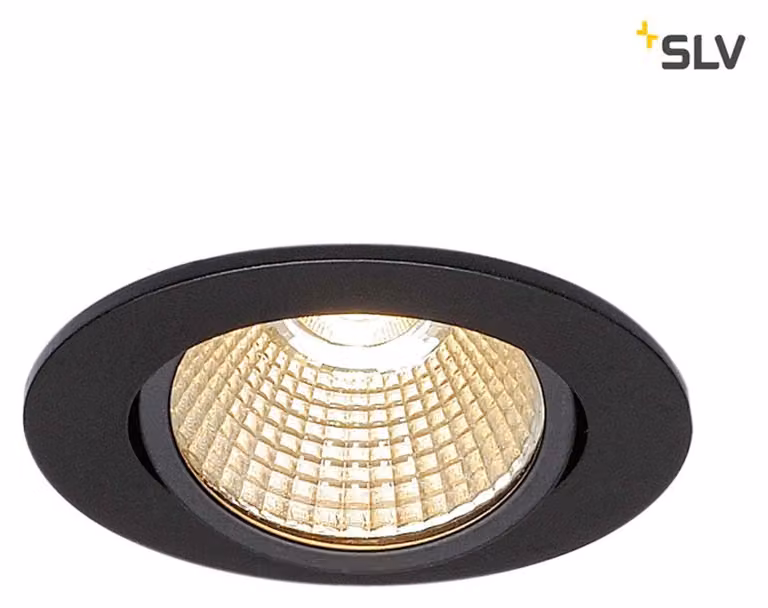 SLV New Tria, faretta da incasso a LED rotonda, nera, 1800-3000 K, SLV 1001978
