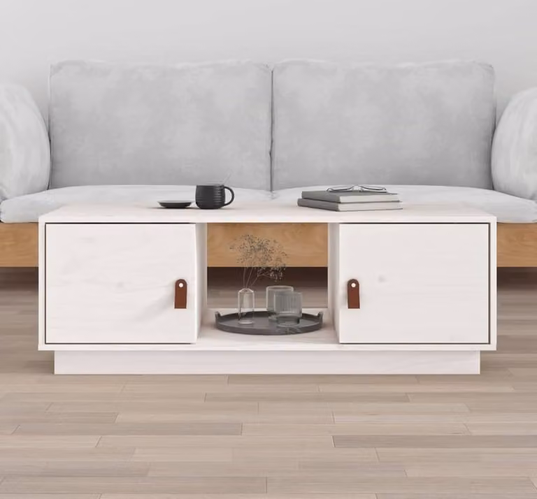 vidaXL Tavolino bianco 100x50x35 cm in pino massiccio - Tavolino - Tavoli da caffè - Tavolino - Tavolino da divano