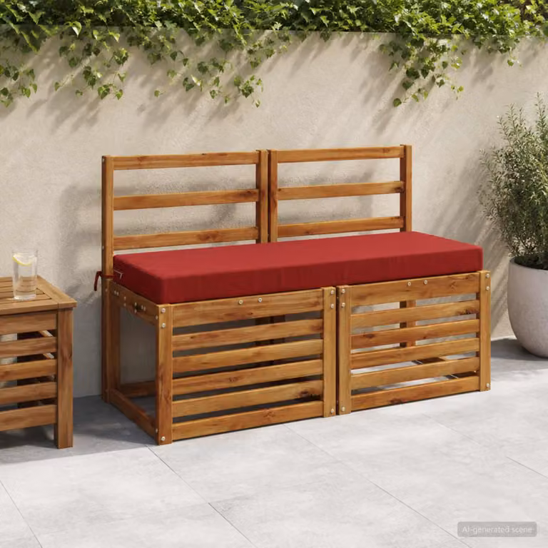 Set di 2 cuscini per panchina vidaXL SOEST in poliestere rossi, L 120 x P 40 x H 8 cm