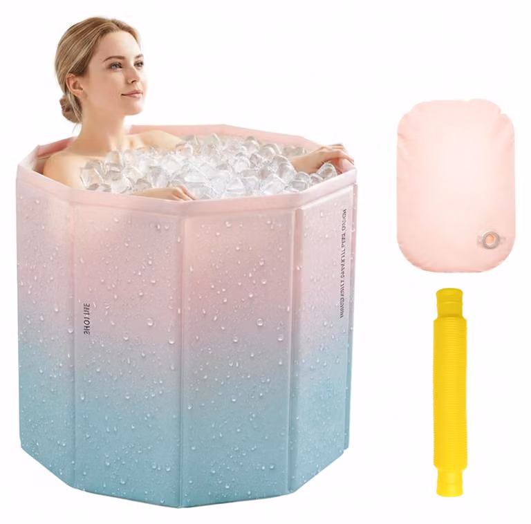 Vasca da bagno pieghevole, dimensioni 70 x 65 cm, verde e rosa, per l'uso in doccia