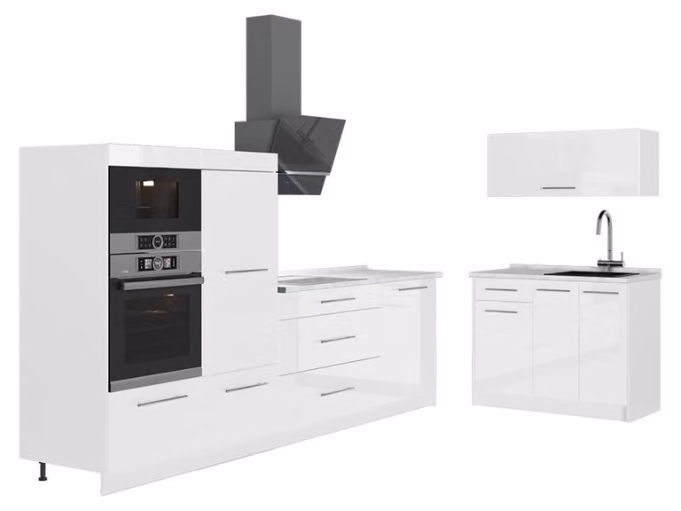 Cucina Vicco Fame-Line Bianco lucido/Bianco 380 cm, PL Marmo, Model 64142