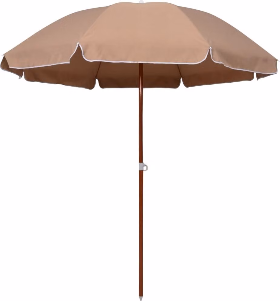 The Living Store Ombrellone con palo in acciaio 240 cm Taupe
