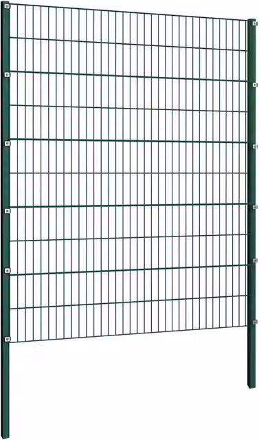 Pannello di recinzione con pali in ferro vidaXL, modello double-bar mat, colore verde, L: 176,5 cm, H: 200 cm