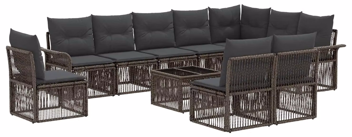 Set Divano da Giardino 11 pcs Grigio polyrattan