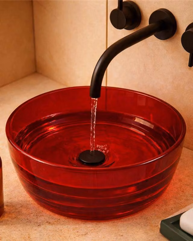Lavabo 40 cm ciotola da appoggio Ischia in resina rosso