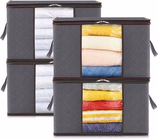 Set di 4 contenitori grandi con coperchio, marca Famanu, colore blu scuro
