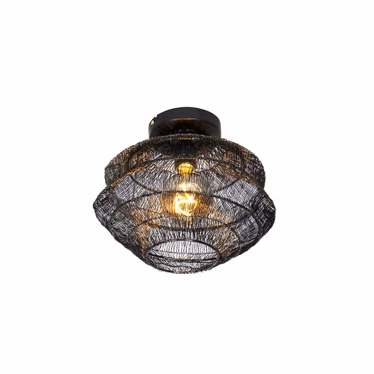 QAZQA - Oriental Oriental lampada da soffitto nera 25 cm - Vadi I Soggiorno I Camera da letto - Acciaio rotondo - LED adatto E27
