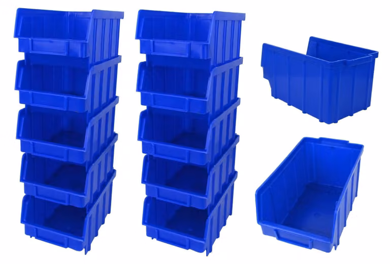 Set di 10 contenitori impilabili in plastica